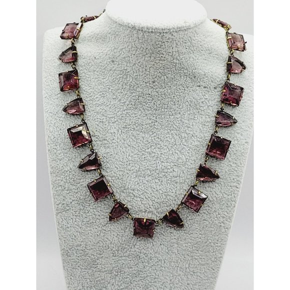 Jewelry - Vintage Art Deco Riviere Glass Necklace (A285)